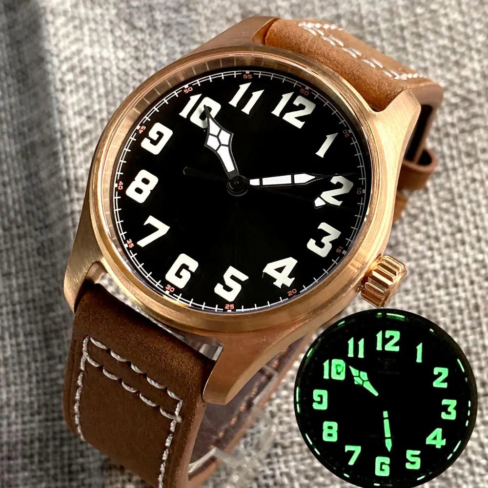 Tandorio CUSN8 - Automatic Bronze Flieger-style Watch in A & B Dial Styles