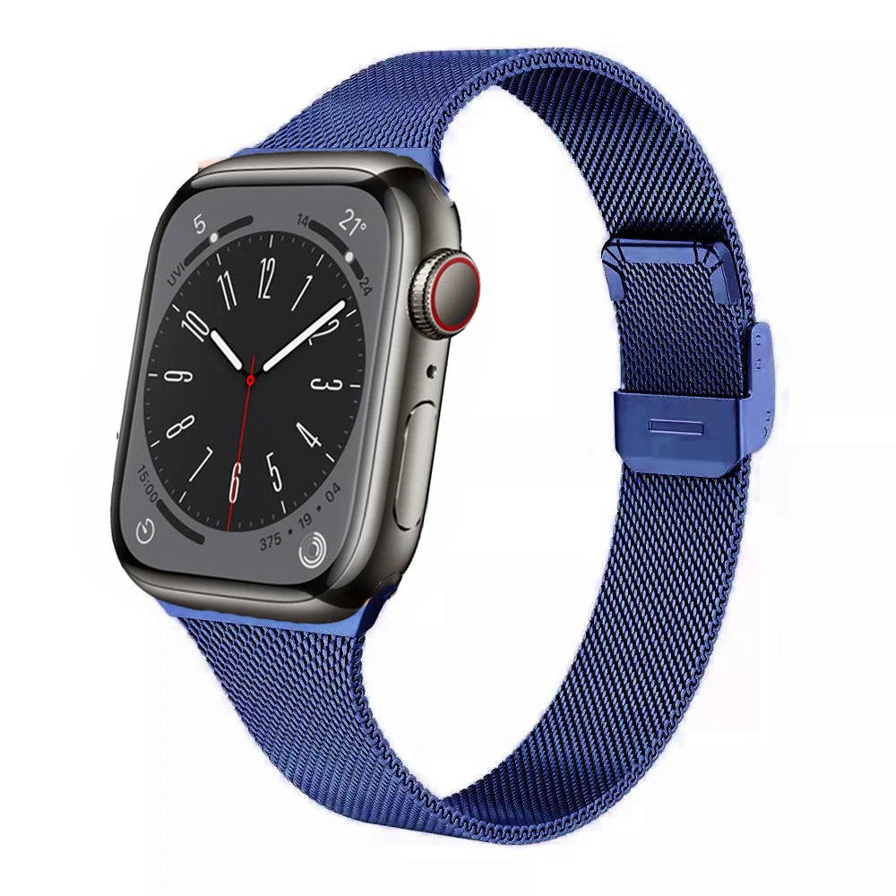 Slim Milanese Strap for Apple Watch 44mm 40mm 45mm 41mm 46mm 42mm 38 49mm Metal Bracelet iWatch Series 10 Ultra 9 8 7 6 5 4 3 SE band