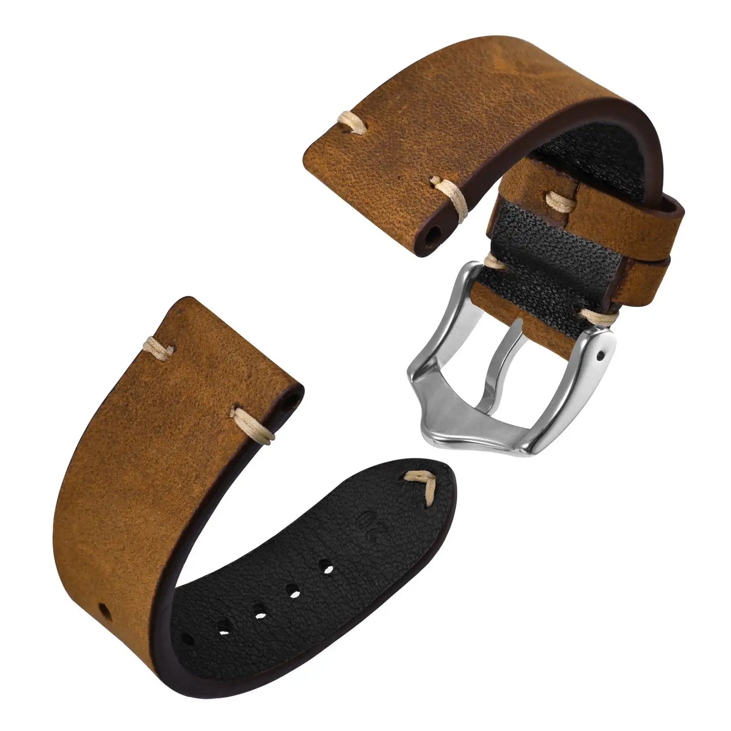 Anbeer Premium Retro Style Leather Watch Strap - Sizes M & L