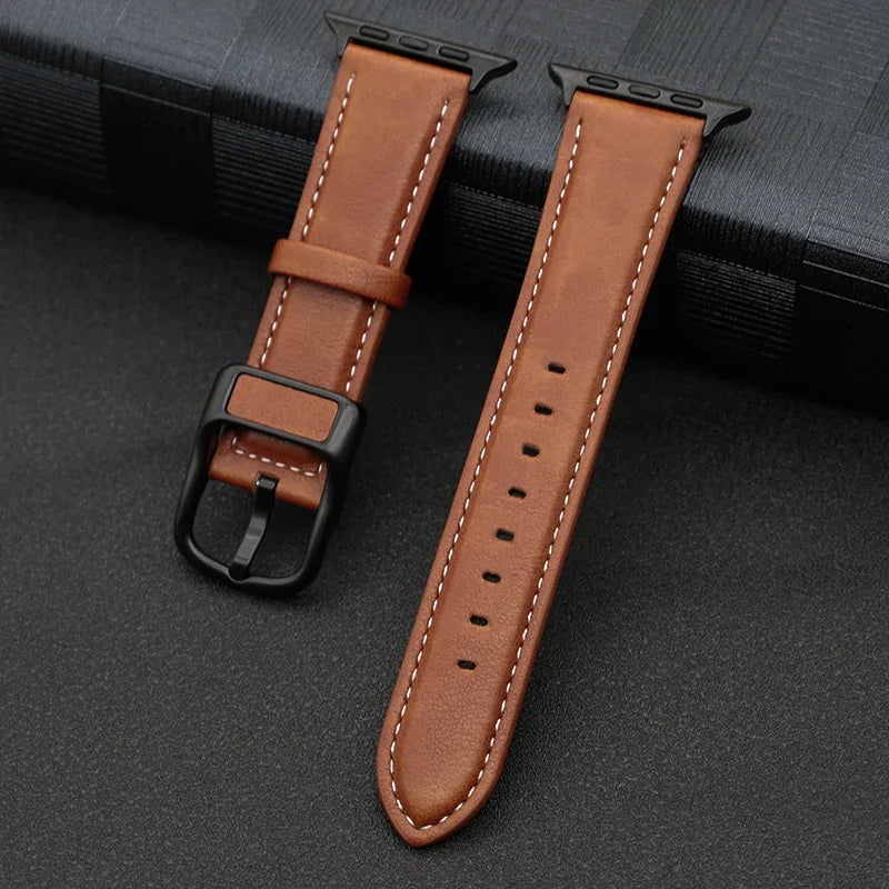 PU Leather strap For Apple Watch 44mm 45mm 41mm 40mm 42mm 46mm Correa Bracelet iWatch Series 4 5 6 SE 7 8 9 10 Ultra/2 49mm