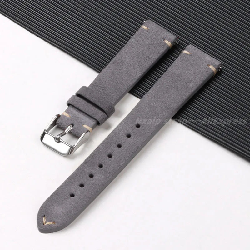 Genuine Leather Suede Watch Band - Sizes S, M & L