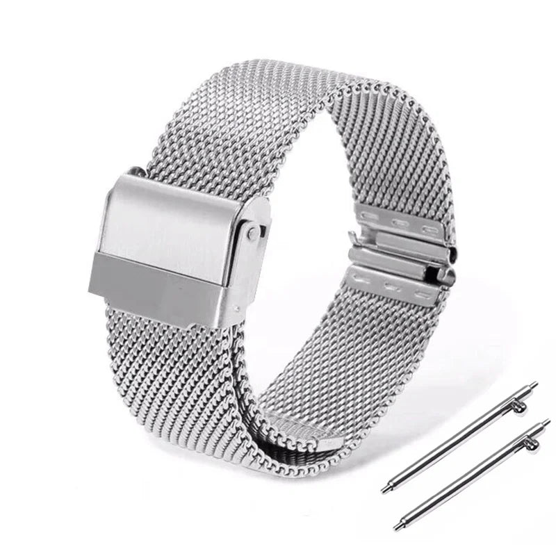 Universal Milanese Mesh Stainless Steel Watch Strap With Quick Release  - Sizes S, M & L