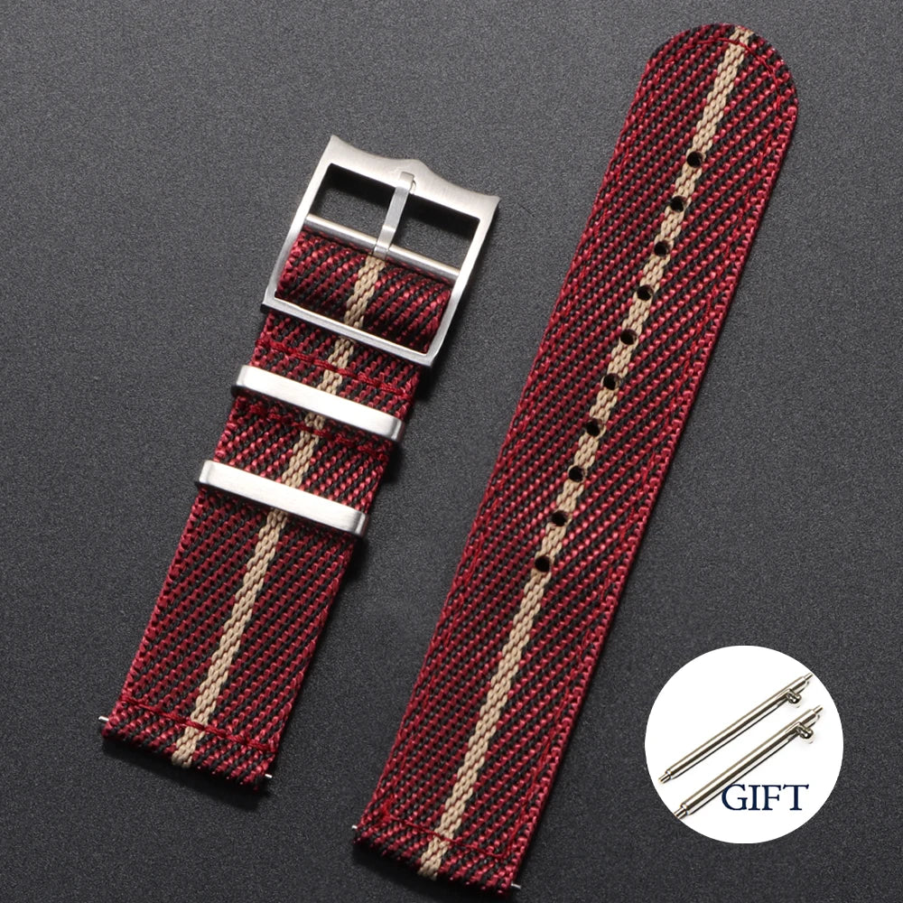 Two piece woven nylon strap with choice of buckle styles and quick release system - Sizes M & L