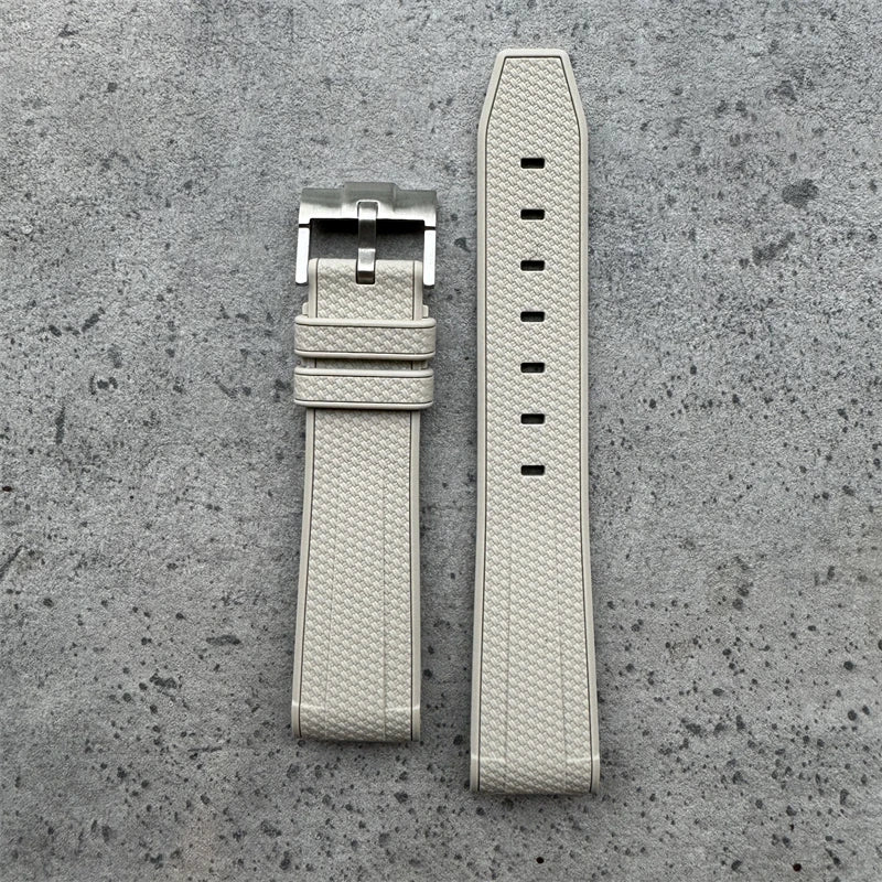 Premium Rubber Watch Strap With Curved Ends & Stainless Steel Buckle  - Size M