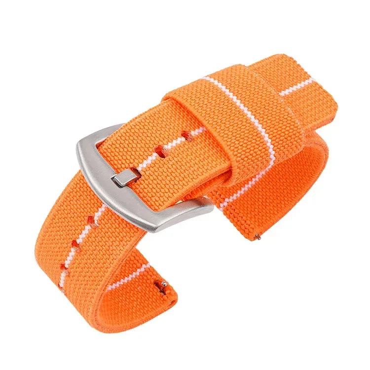 Woven Nylon Two Piece Watch Strap with Pinstripe and Quick Release - Sizes M & L