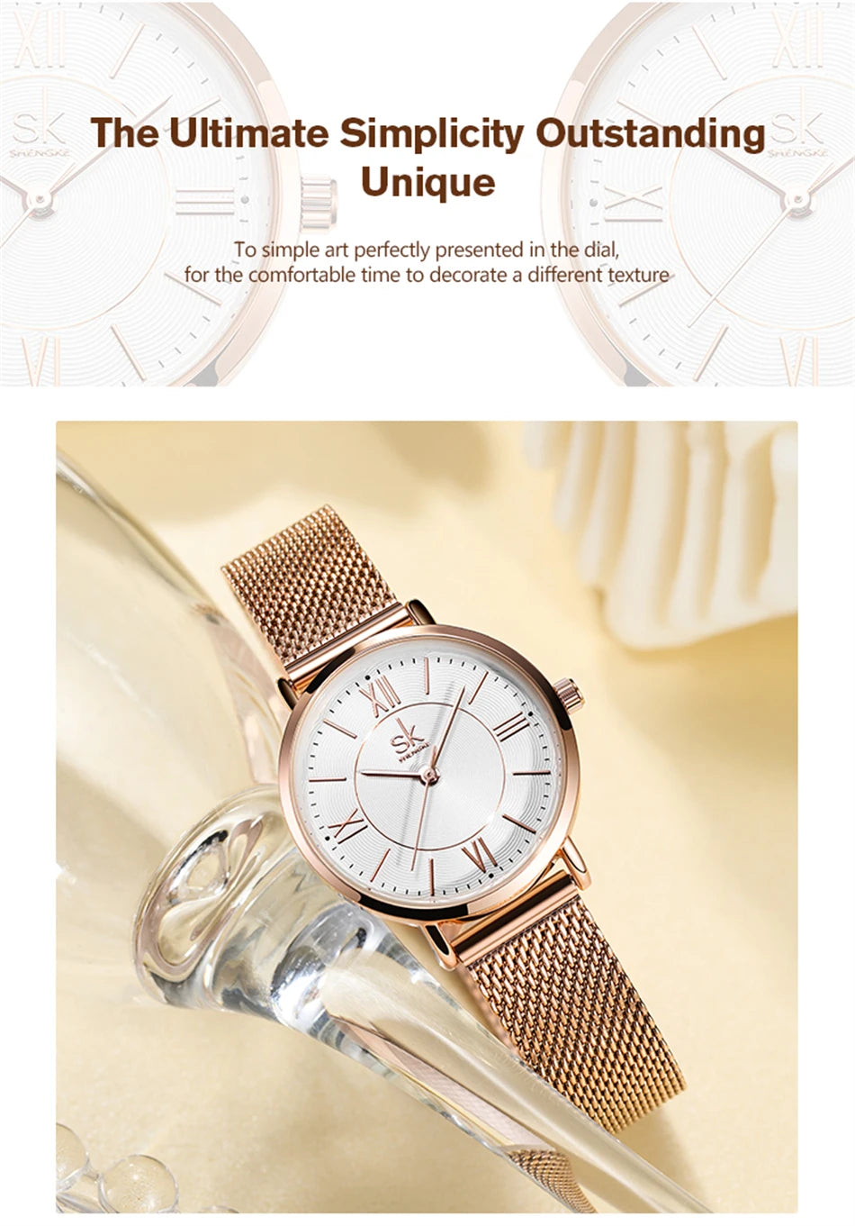 K0188 - Stainless Steel Rose Gold Fashion Watch With Japanese Quartz Movement