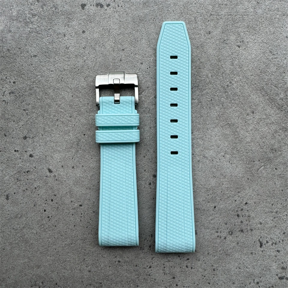 Premium Rubber Watch Strap With Curved Ends & Stainless Steel Buckle  - Size M