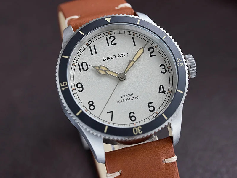 Baltany  S202076  Stainless Steel Pilot's Watch With Seiko NH38 Automatic Movement & Ceramic Bezel