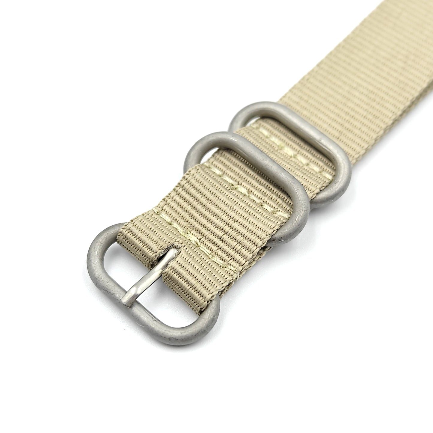 Nylon woven canvas NATO watch strap with rounded steel hardware - Sizes M & L