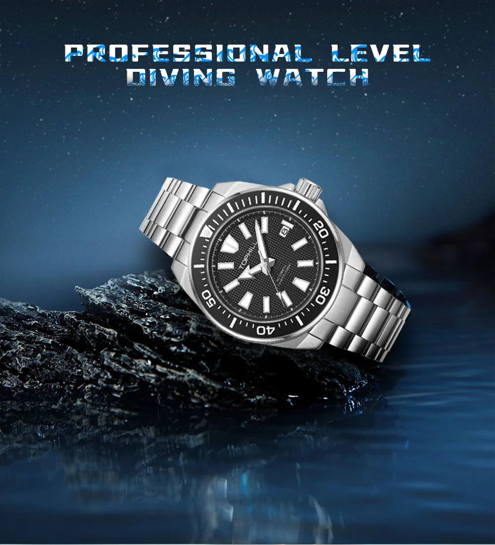 Tophill GD008G - 300mm Stainless Steel Automatic Dive Watch With Sapphire Crystal