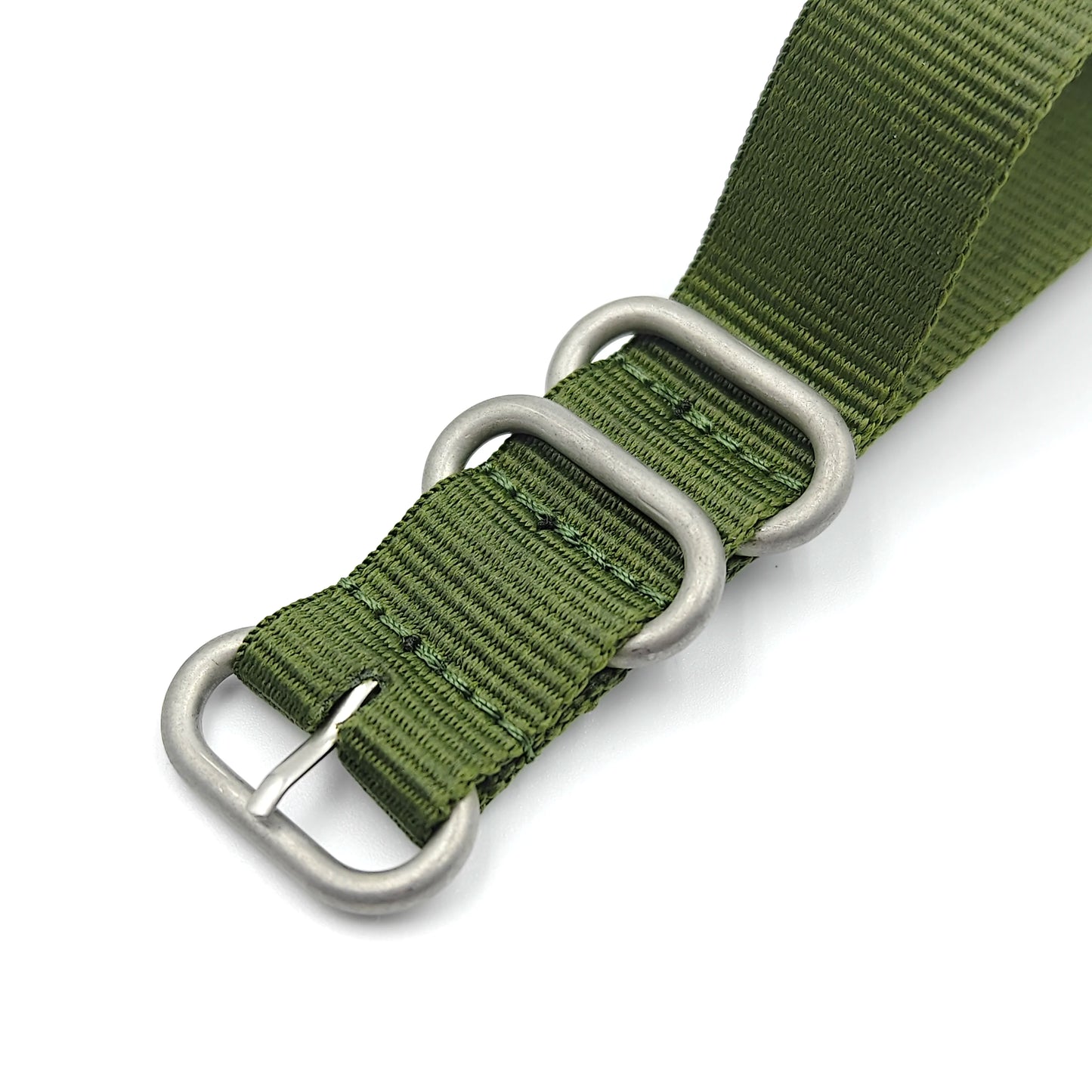 Nylon woven canvas NATO watch strap with rounded steel hardware - Sizes M & L