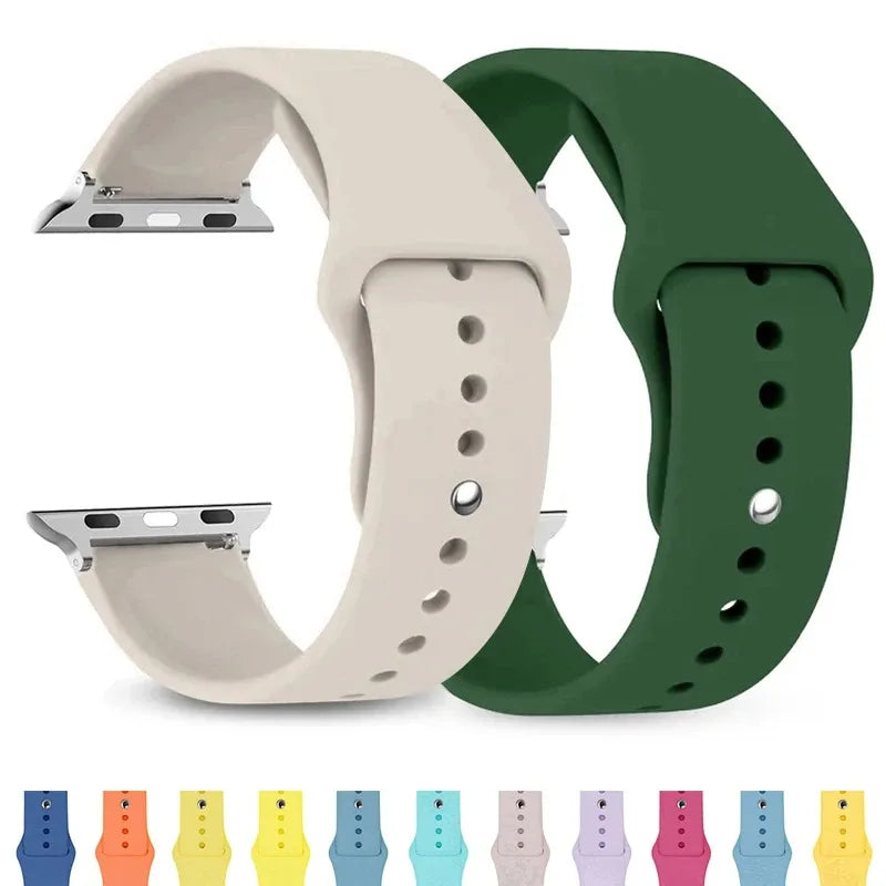 Silicone Band For Apple Watch Straps 45mm 44mm 49mm 46mm 40mm 41mm 42mm 38mm bracelet iWatch Series SE 6 5 7 8 9 10 Ultra 2