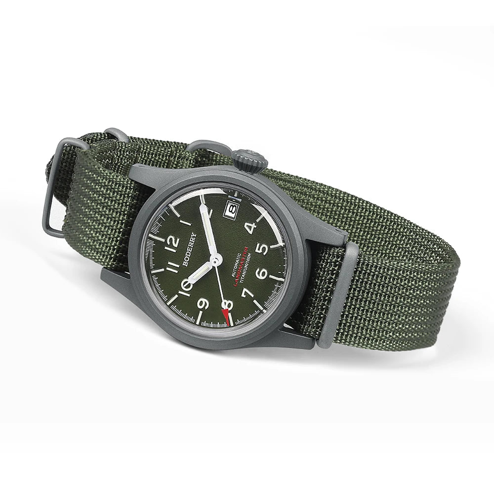 Boderry Landmaster - Titanium Automatic Field Watch with Seiko Movement and 100M Water Resistance