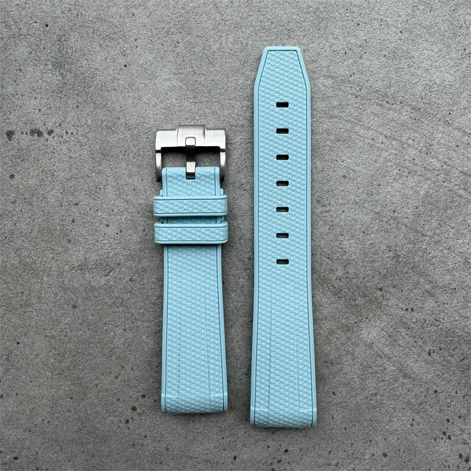 Premium Rubber Watch Strap With Curved Ends & Stainless Steel Buckle  - Size M