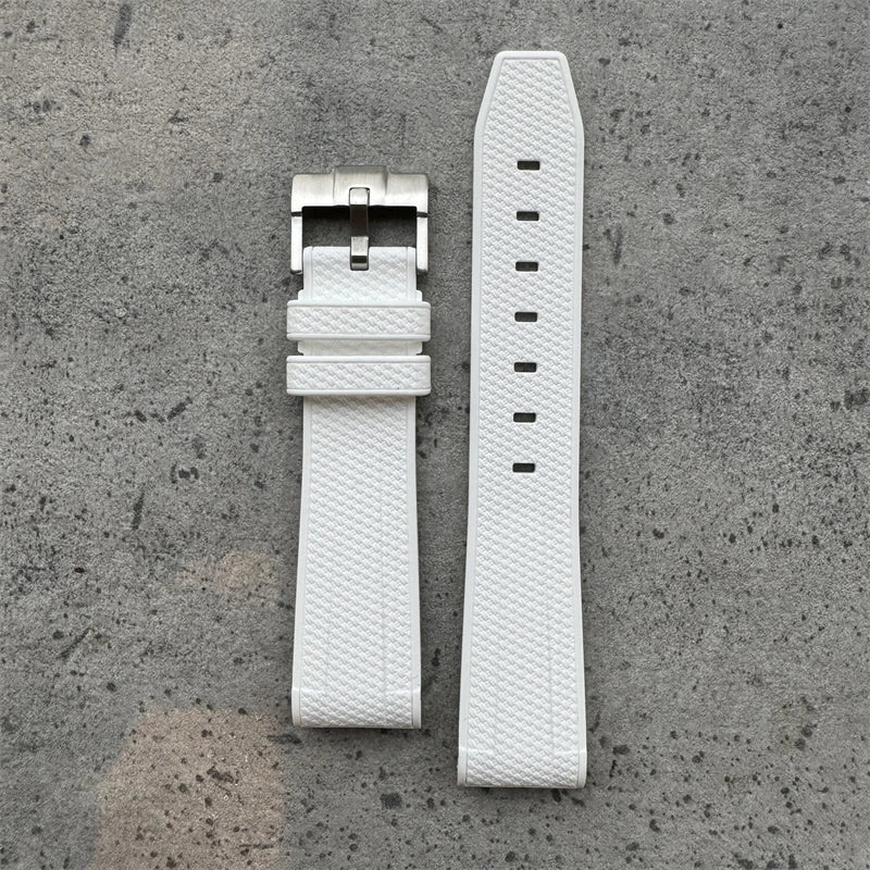 Premium Rubber Watch Strap With Curved Ends & Stainless Steel Buckle  - Size M