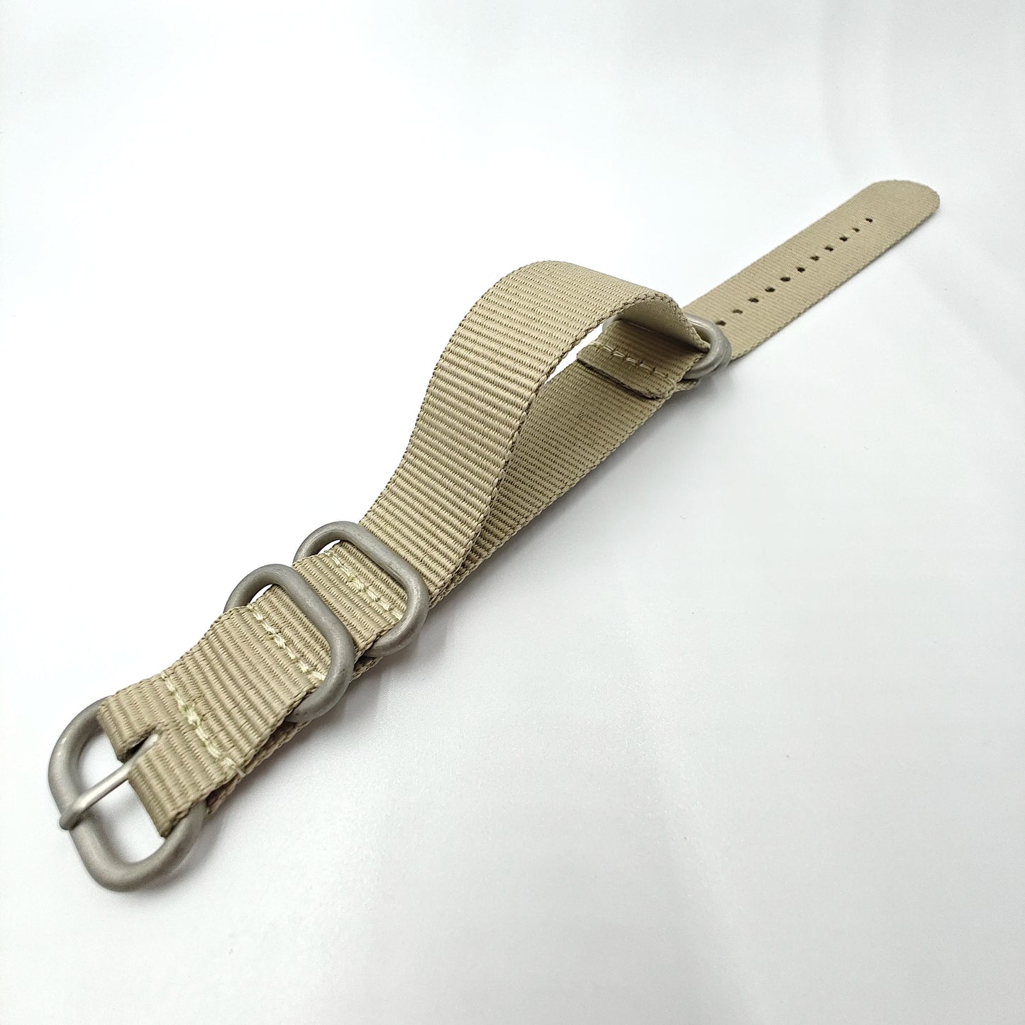 Nylon woven canvas NATO watch strap with rounded steel hardware - Sizes M & L