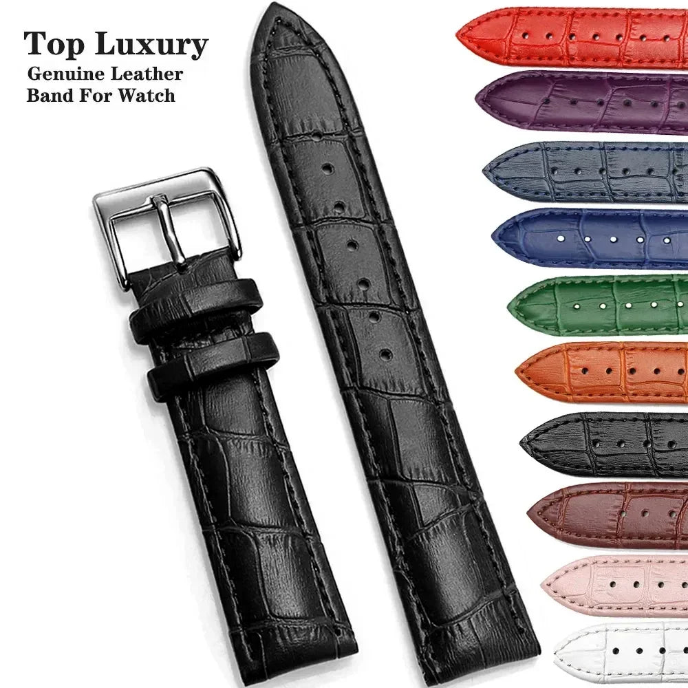 Leather watch straps in a variety of colours - Sizes S, M & L