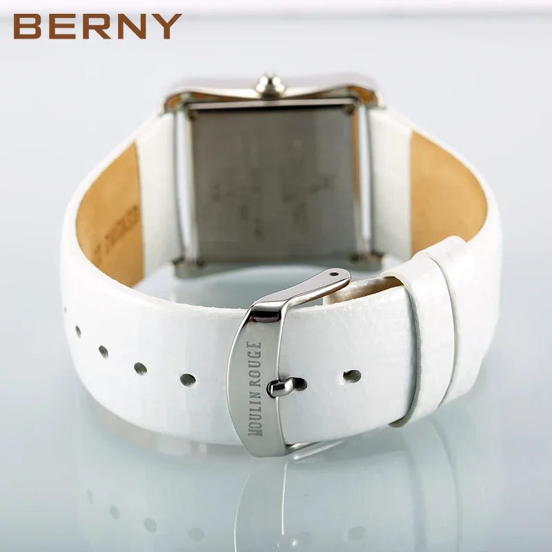 Square Stainless Steel Fashion Watch With Mother of Pearl & Gemstone Dial.