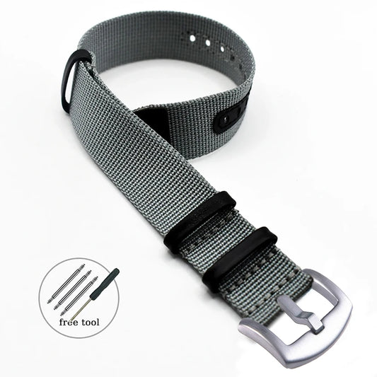 Canvas Patch Style Nylon Leather NATO Strap with choice of buckle - Sizes M & L