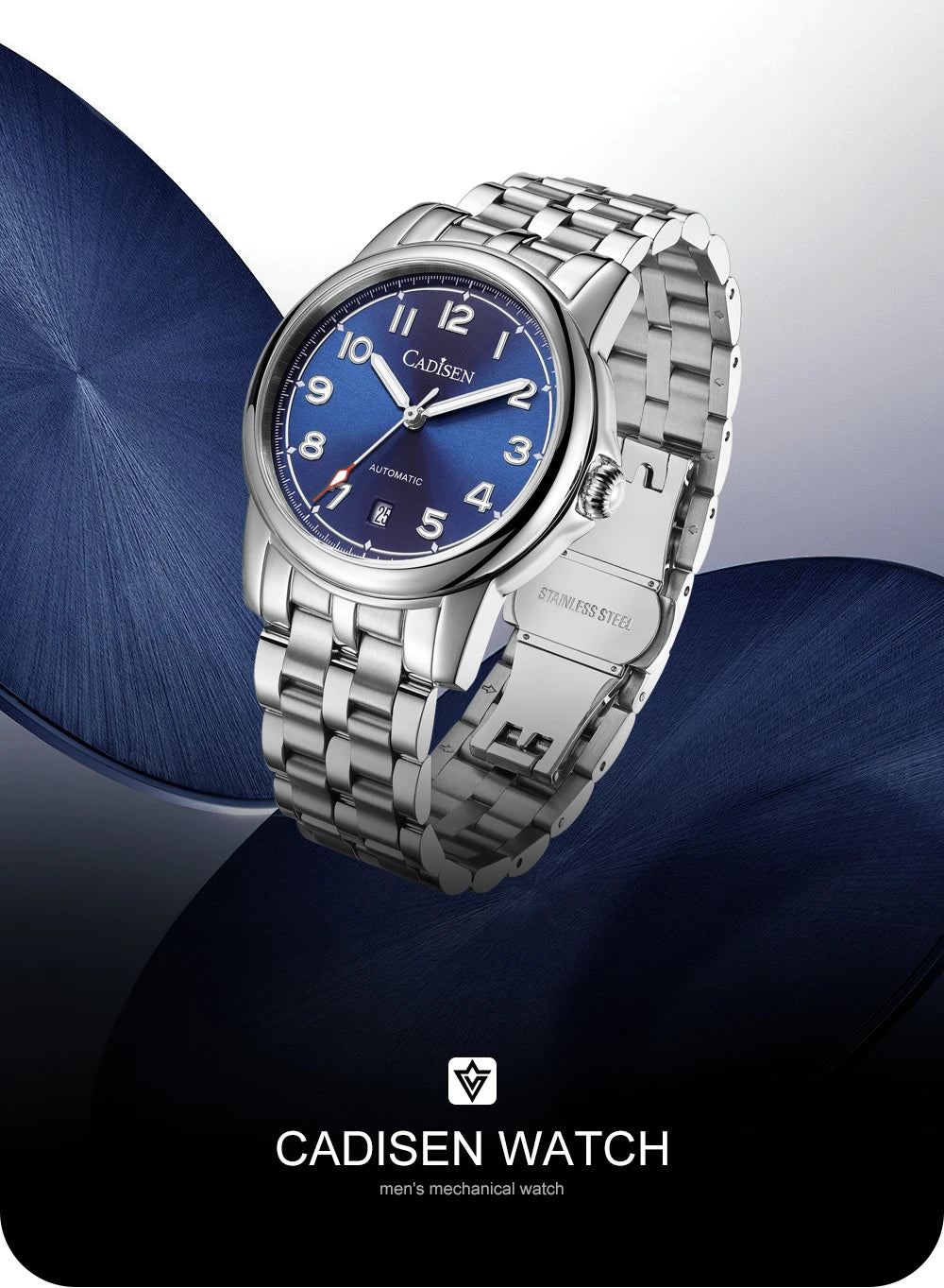 Cadisen Stainless Steel Automatic Dress Watch With Sapphire Crystal