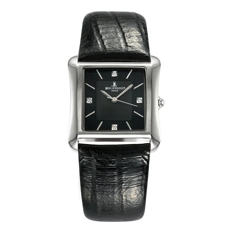 Square Stainless Steel Fashion Watch With Mother of Pearl & Gemstone Dial.