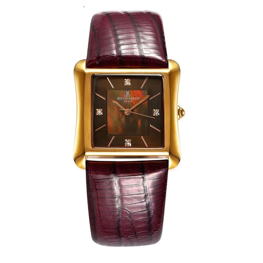 Square Stainless Steel Fashion Watch With Mother of Pearl & Gemstone Dial.