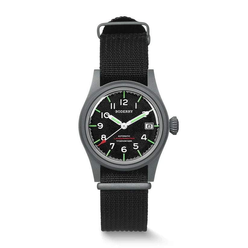 Boderry Landmaster - Titanium Automatic Field Watch with Seiko Movement and 100M Water Resistance