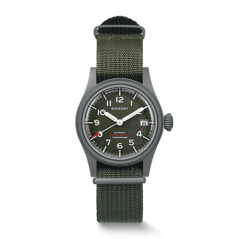 Boderry Landmaster - Titanium Automatic Field Watch with Seiko Movement and 100M Water Resistance